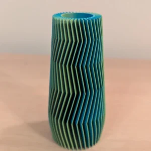 Mini vase i PLA – matt gul & lyseblå